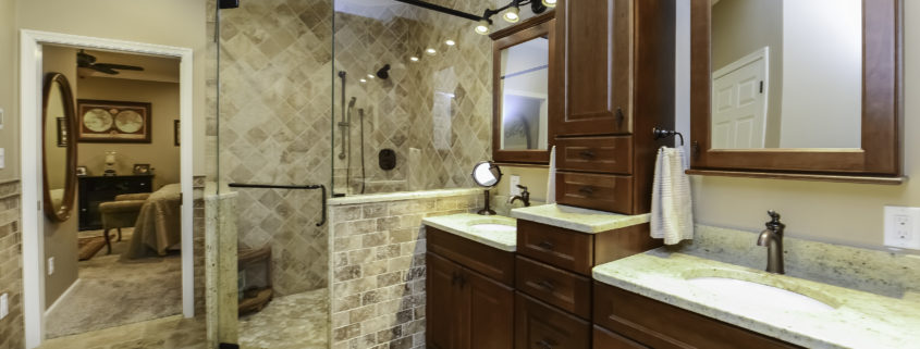 walk-in shower stone