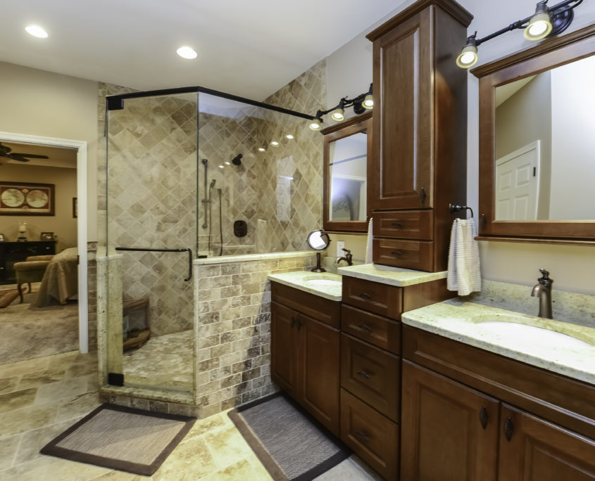 walk-in shower stone