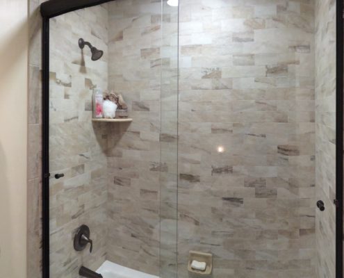 walk in shower tiling