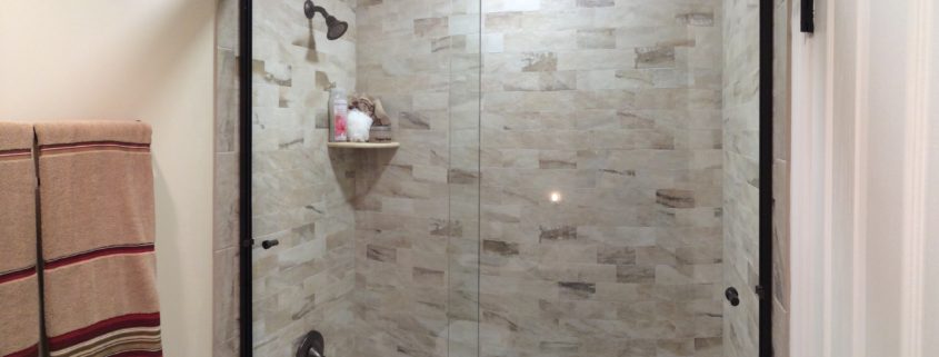 walk in shower tiling