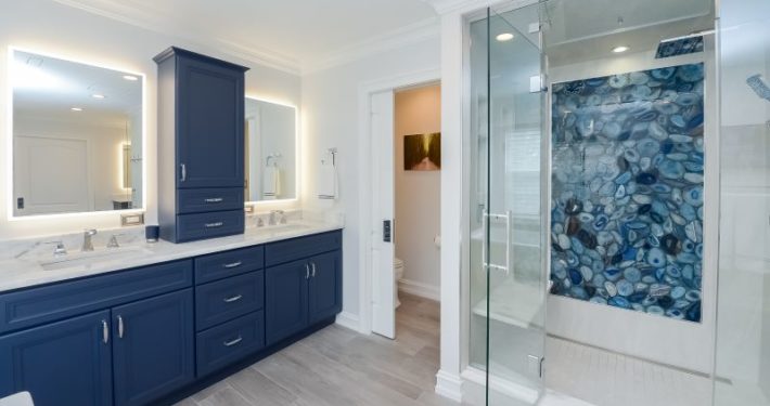 modern master bathroom clarkboro nj walk in shower and double vanity