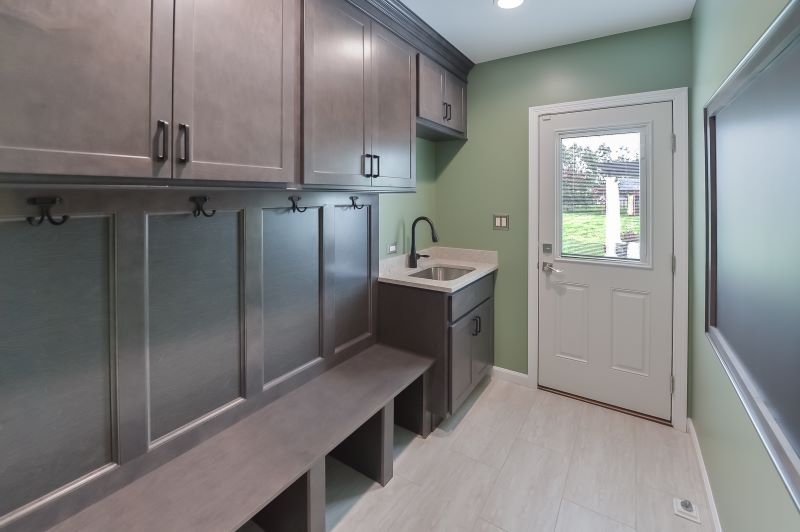 mudroom cabinets and chalkboard