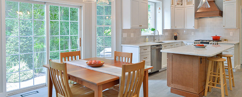 modern open concept kitchen mickleton nj dining area patio doors