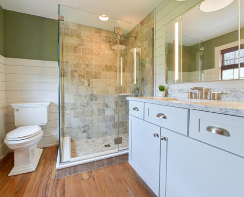 soft green master bathroom in mickleton nj