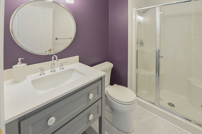 hall bathroom with hexagonal floor tiles in south jersey