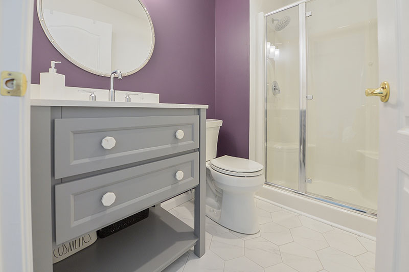 hall bathroom with hexagonal floor tiles in south jersey