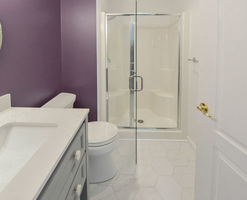 hall bathroom with hexagonal floor tiles in south jersey