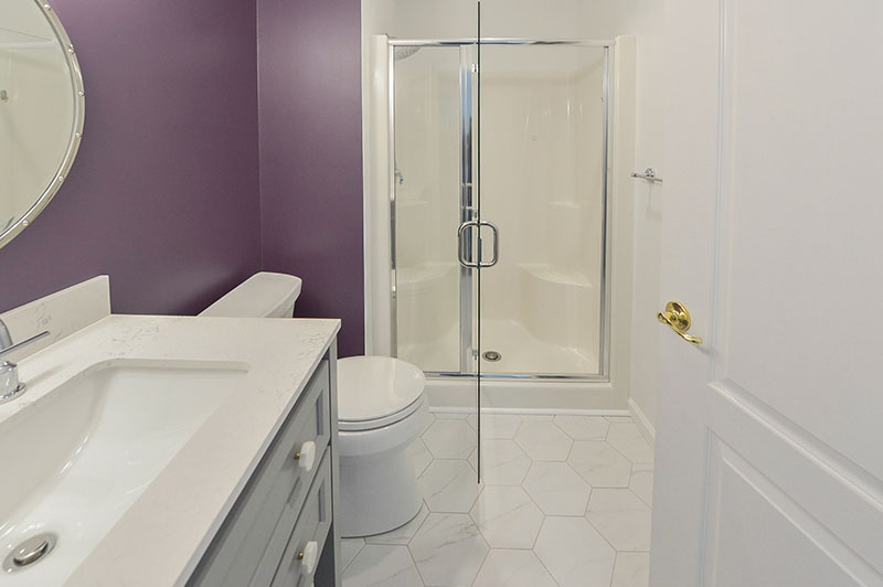 hall bathroom with hexagonal floor tiles in south jersey