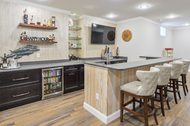 finished basement bar detail