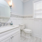 powder room with custom trimwork in mickleton nj