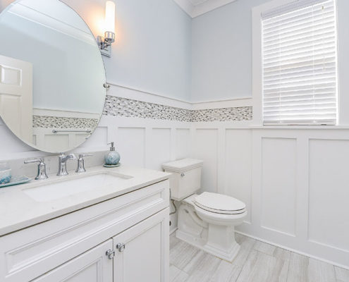 powder room with custom trimwork in mickleton nj