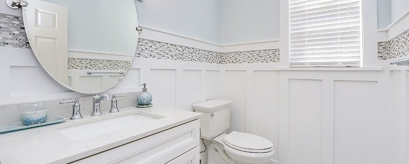 powder room with custom trimwork in mickleton nj