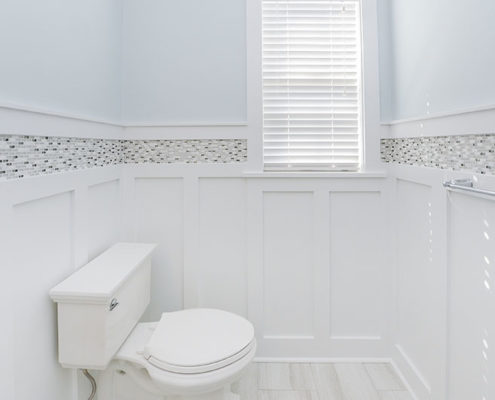 powder room with custom trimwork in mickleton nj