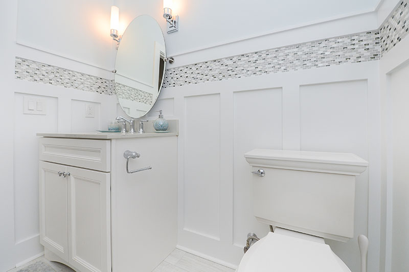 powder room with custom trimwork in mickleton nj