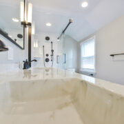 Master bathroom remodel, white counters, white sink