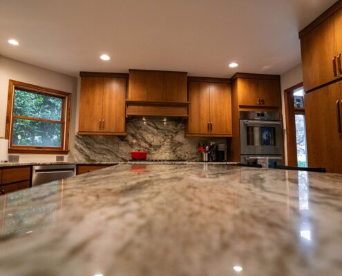 kitchen-remodel-haddon-twp-nj-39 u-shaped kitchen with stained cabinets in haddon township nj